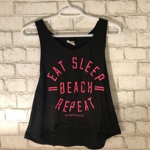 Black Tank Top “Eat Sleep Beach Repeat” from PINK